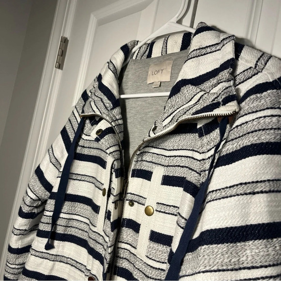 Loft Breton Women's Small Anorak Jacket Nautical Navy Blue & White Striped - Picture 4 of 10